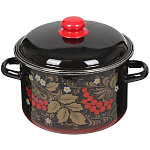 Кастрюля эмал.  5,5 л Рябина черн. с крас. 7RD221М