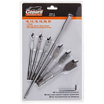 Набор сверел перьевых по дереву с удлинителем 8пр. GEPARD