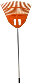 Грабли веерные пластмассовые 23 зуба "Floks" оранжевые 500мм с алюминиевым черенком