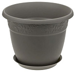 Кашпо Рябина D350мм 14,7л с поддоном французский серый М3059