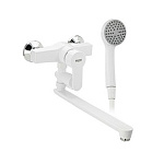 Смеситель д/ванны BRIMIX длинный излив с дивертором, из высокопрочного пластика АБС, белый