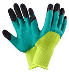 Перчатки салатовые с черным пальцем L-312 