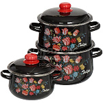 Набор кастрюль эмал. Букет тюльпанов (2/4/5,5л)