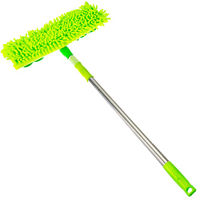 Швабра с насадкой из микрофибры, телескоп. черенок 70-110см нерж. сталь