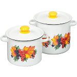 Набор кастрюль эмал. Смородина 20 N20B23 (3,5л, 5,5л) цил. белый