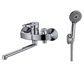 Смеситель д/ванны и умывальника 35к Казань КС 203253 L-нос мет. флаж. мет. шланг, лейка, евро эксц.