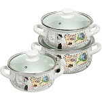 Набор кастрюль эмал. Фиалка Монмартра-ЭКСТРА (1,5л, 2л, 3л) 