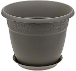 Кашпо Рябина D160мм 1,4л с поддоном французский серый М3053