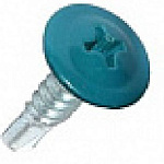 Саморез 4,2х19мм с пресс-шайбой, наконечник сверло (100 шт) бирюза RAL5021