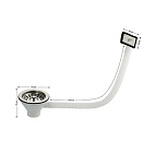 Выпуск для кухонной мойки с большой горловиной, с переливом, из АБС пластика, с хромированной сеткой