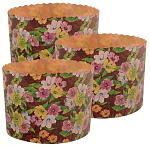 Форма для выпечки куличей бумага, 3 шт, 13.5х9.5 см, круглая, пасхальные, Мультидом, Пасхальная, МТ8