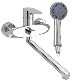 Смеситель в ванную MAGNUS шаровый, длинный излив, с дивертором на корпусе -  корпус 100% латунь