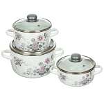 Набор посуды эмал. Весенний романс (1,5л, 2л, 4л)