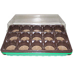 Комплект для рассады с торф. таблетками 55мм (15 таб.+лоток+поддон+крышка)