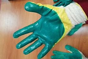 Перчатки с двойным латексным покрытием ЛЮКС (желт.-зел.)