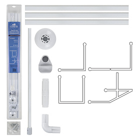 Карниз д/ванной угловой 90х90х90см, с жесткой фиксацией, металл.