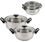 Набор посуды из 4 предметов BAKS-SET-4 из нерж стали (2 кастрюли с крышками - 2/2,8 л; 18/20 см-диа)