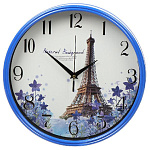 Часы настенные 30см стекло синие Y6-6090