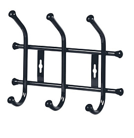 Вешалка настенная 280х215мм 3 крючка черная матовая ВНТ3