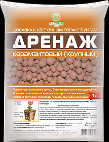 Дренаж керамзитовый 1л крупный 10-20мм
