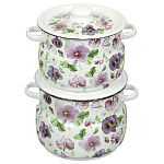 Набор кастрюль эмал. Анютины глазки 10 N15B54 (4л, 5,5л) сферич. белый