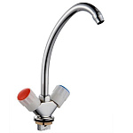 Смеситель д/кухни 1/2 кер. Казань КС 55 55011 бел. пласт. мах, лат. гайка, б/подводки