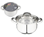 Кастрюля Mediano, объем 2,6 л, диа 18 см, из нерж стали с крышкой, ручки из нерж стали, капсулир дно