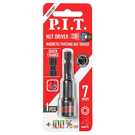 Бита ударная с торцевой головкой магнитная P.I.T. 65x7 мм, IMPACT, торсионная зона (ASDR06-0007)