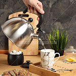 Чайник нерж.  2,5/3л Daniks MSY-021М со свистком, черная пласт. ручка Индукция