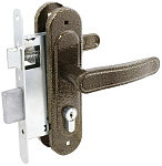 замок Врезной с ручкой на планке ЗВ4-3.03 ПТИМАШ бронза, английский, прямоугол.ригель, 4 ключа 