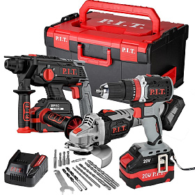 Набор инструментов аккум. P.I.T. P0005-03 (УШМ PWS20H-125B, дрель PSB20H-10C, перфоратор PBH20H-22B)