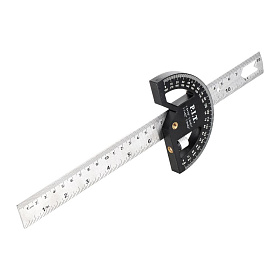 Линейка из нержавеющей стали с транспортиром P.I.T. ADVANCE HSQR05-0300 (300мм, магнит)