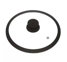 Крышка для посуды стекло, 24см, Daniks, чер, с силик ободом, HA224B