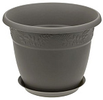 Кашпо Рябина D440мм 22л с поддоном французский серый М3060