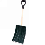 Лопата снеговая 365х280 Метель-АВТО с алюм. планкой с дер. черенком и V ручкой (черная)