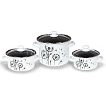 Набор кастрюль эмал. Адажио Люкс белый (1,9/2,5/5л)