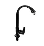 Кран на одну воду ВЫСОКИЙ,  металлокерамика, из высокопрочного АБС пластика, ручка флажок, черный