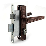 замок Врезной с ручкой на планке ЗВ7 01 ОМЕГА медь, английский, прямоуг.ригель, 4 ключа