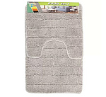 Набор ковриков для ванной и туалета, антискользящий, 2 шт, 0.5х0.8, 0.47х0.5 м, полиэстер, светло-се