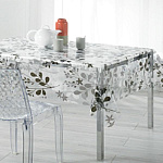 Клеенка столовая 1,4х20м. Сильвано ПВХ RFT-677E Веточки, прозрачная