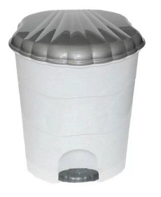 Контейнер для мусора пластик, 18 л, кругл, педаль, плав крыш, бел,сер, Violet, 151801