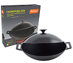 Сковорода ВОК, объем 3,3 л, чугунная W-31L, диам - 31 см, с металлической крышкой