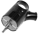 Вилка эл. с/з 16А 250В черная угловая с ушком TANGO