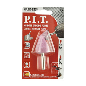Шарошка абразивная конусная P.I.T. 25x30 мм, хвостовик 6 мм (APLS15-CR25)