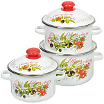 Набор кастрюль Оливки 15N15В93 (2,0л.+3,0л.+4,0л.) белый