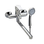 Смеситель в ванную FABIA шаровый, длинный плоский излив, с дивертором м/к на корпусе, хром