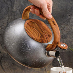 Чайник нерж.  3л Daniks DSC-8799 со свистком, ручка с силикон. покрытием, мат. серый мрамор