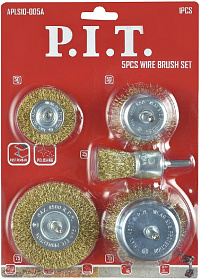 Набор кордщеток P.I.T. 5шт, латунированная витая проволока, хвостовик 6 мм (APLS10-005A)												
