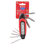 Набор шестигранных ключей P.I.T. ADVANCE HHEW01-P008 (8 шт, складные, в корпусе, HEX с шаром, Cr-V)