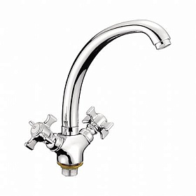 Смеситель д/кухни (толстый гусак) с гайкой, L5911, хром